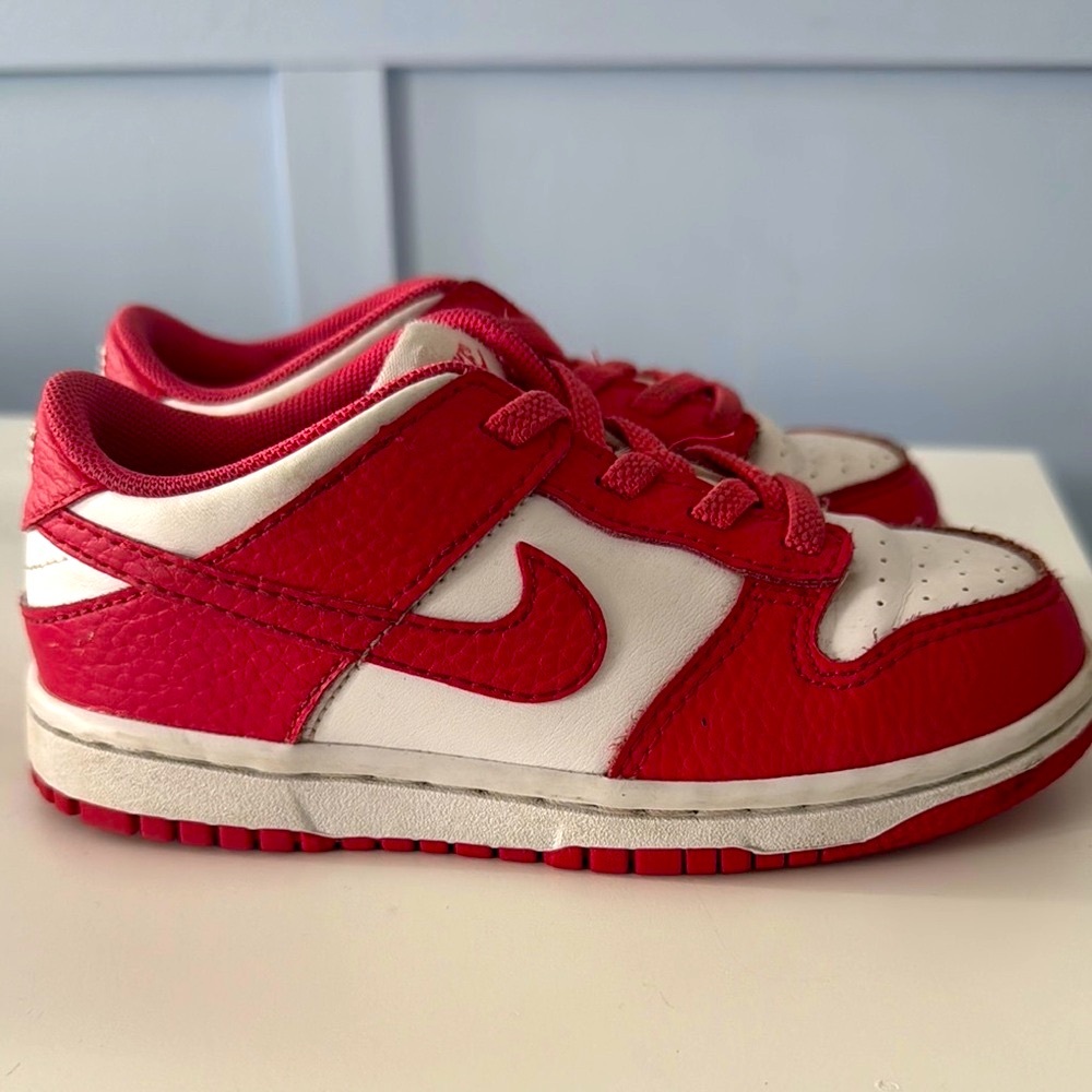 Nike Red and White Dunk Sneakers Classic Design